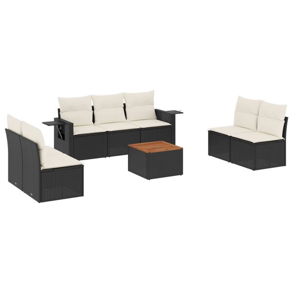 vidaXL Garden Sofa Set Black PE Rattan 8 Piece Set Modular