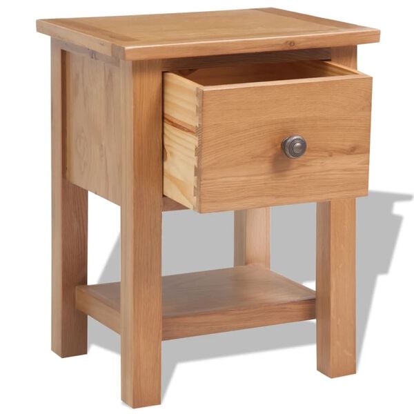 vidaXL Nightstand Brown Solid oak, MDF Small Nightstand Rectangular