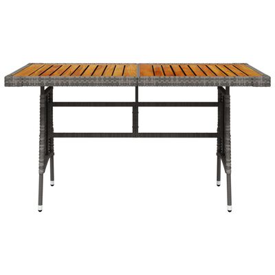 vidaXL Patio Table Gray 51.2"x27.6"x28.3" Poly Rattan & Solid Acacia Wood