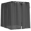 vidaXL Sun Lounger With Curtains Anthracite Powder-coated steel, fabric