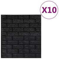 vidaXL 3D Wallpaper Bricks Self-adhesive 10 pcs Black
