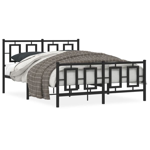 vidaXL Bed Frame Black Steel 53.1 x 74.8 in Double Bed Frame