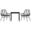 vidaXL Garden Dining Set 3 pcs Black poly rattan