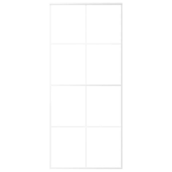 vidaXL Sliding Door Frosted ESG Glass and Aluminum 35.4"x80.7" White