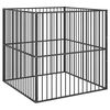 vidaXL Dog Playpen Black Galvanized Steel 39.4 in x 39.4 in x 39.4 in