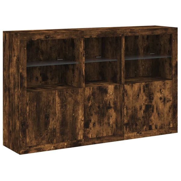 vidaXL Sideboard Smoked oak Engineered wood, glass Large Sideboard