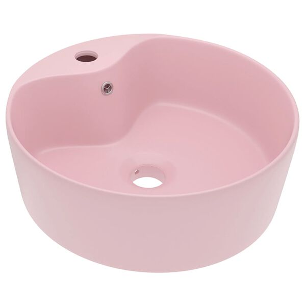 vidaXL Luxury Wash Basin with Overflow Matt Pink 14.2x5.1" Ceramic