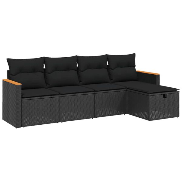vidaXL Garden Sofa Set Black PE rattan Medium Modular Garden Sofa Set