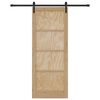 vidaXL Sliding Door Natural and Black 32.68 x 83.07 in Solid Pine Wood