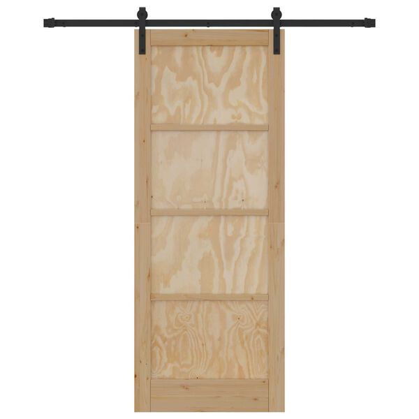 vidaXL Sliding Door Natural and Black 32.68 x 83.07 in Solid Pine Wood