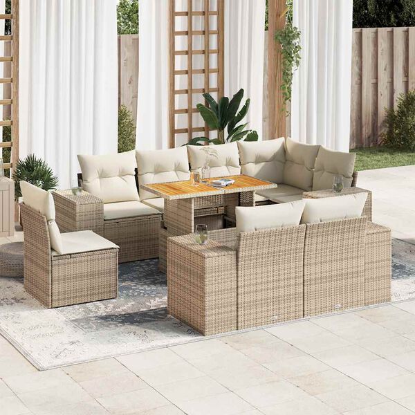 vidaXL Garden Sofa Set Beige, Cream White