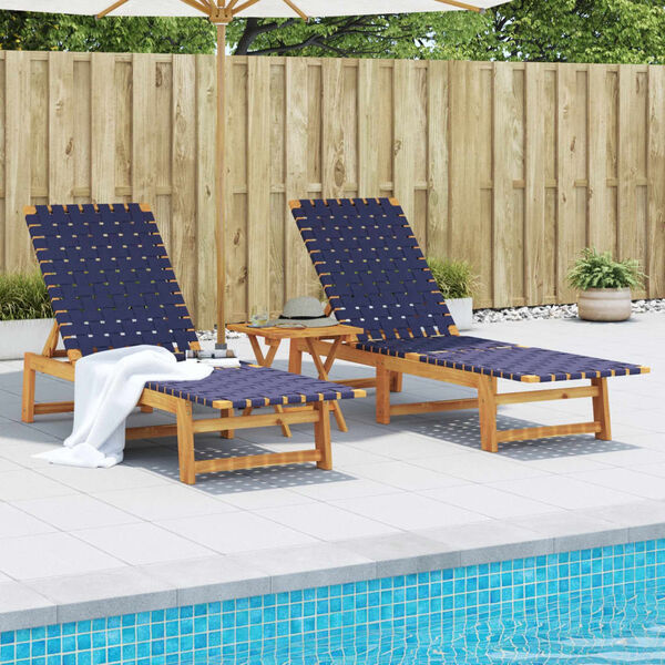 vidaXL Sun Lounger Set of 2 Dark Blue and Brown