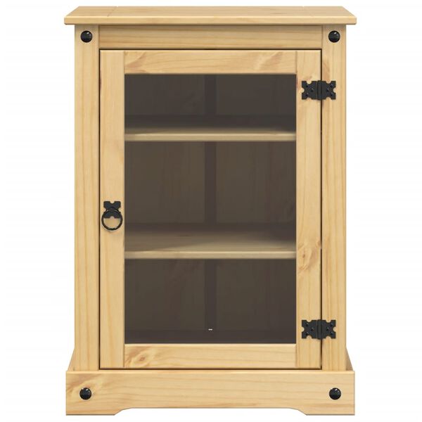 vidaXL HiFi Cabinet Honey Solid pine wood, Engineered wood, Metal, Glass