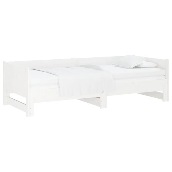 vidaXL Pull-out Day Bed White Solid pine wood 75 in