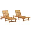 vidaXL Sun Lounger Set of 2 Acacia Wood Solid Acacia Wood Standard