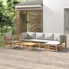 vidaXL Garden Lounge Set Natural Bamboo, Light Grey Bamboo, 100% polyester