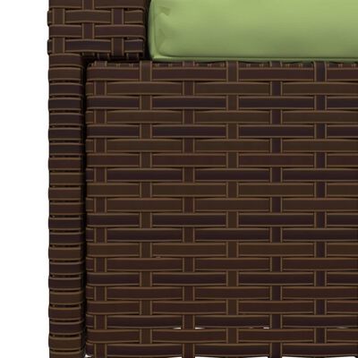 vidaXL 2-Seater Sofa with Cushions Brown Poly Rattan