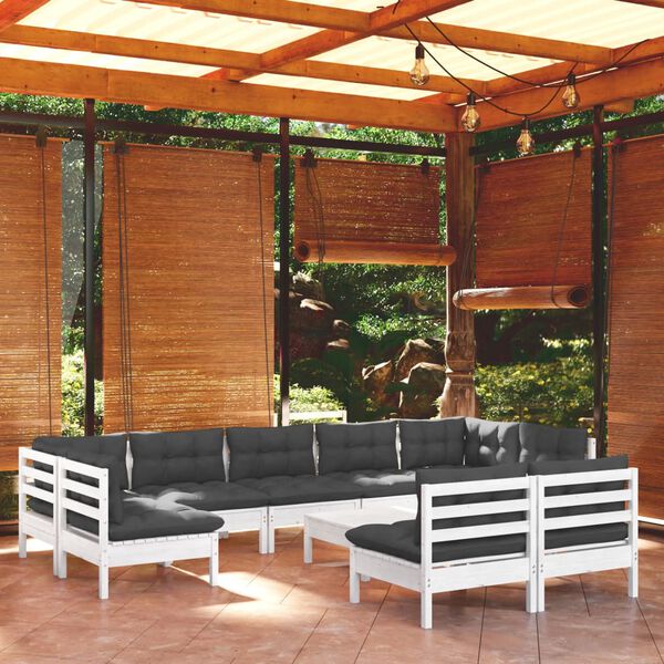 vidaXL Garden Lounge Set White, Anthracite