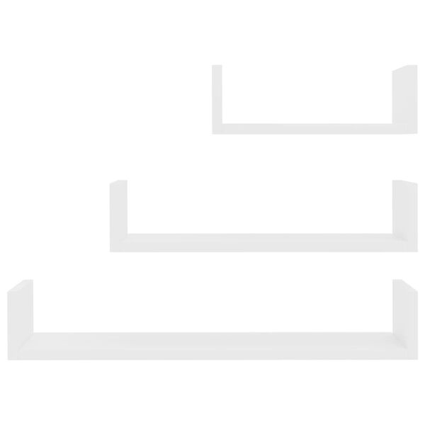 vidaXL Shelf Set of 3 White Engineered wood Small, medium, large