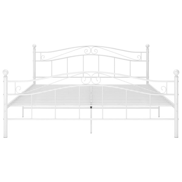 vidaXL Bed Frame White Powder-coated metal Double Durable Bed Frame