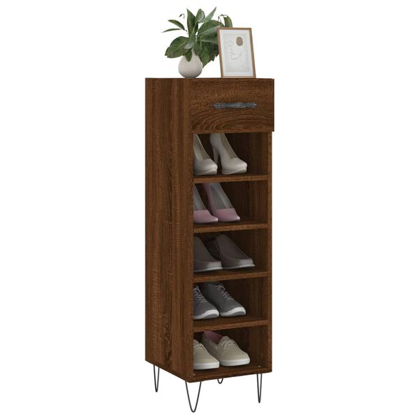 vidaXL Shoe Cabinet Brown oak Engineered wood, metal, aluminum alloy