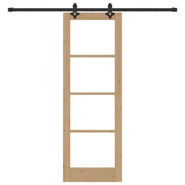 vidaXL Sliding Door Natural 28.94 x 83.07 in Solid Pine Wood and Glass
