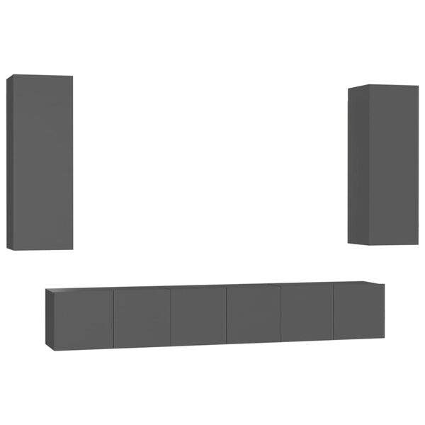 vidaXL TV Cabinet Grey Engineered wood Compact TV Cabinet Rectangular