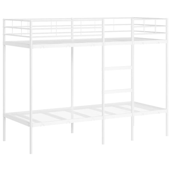 vidaXL Bunk Bed White Steel, Mesh fabric Twin Bunk Bed Rectangular