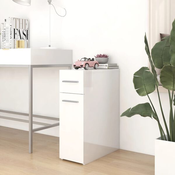 vidaXL Apothecary Cabinet High gloss white Engineered wood Compact