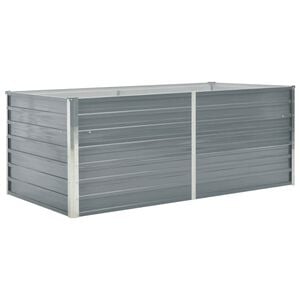 vidaXL Raised Garden Bed Grey Galvanized Steel 63 x 31.5 x 17.7 in