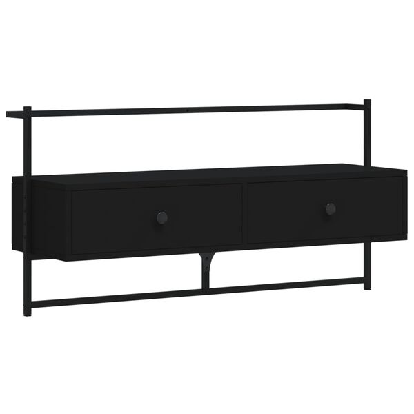 vidaXL TV Cabinet Black Engineered wood, metal Large TV Cabinet