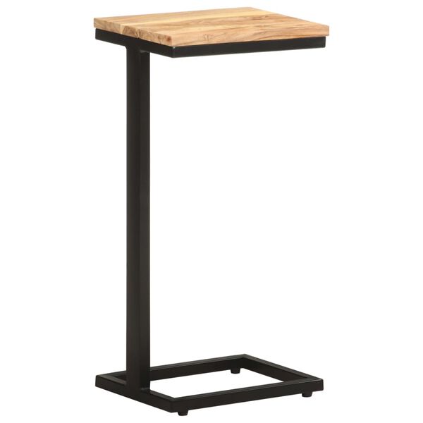 vidaXL Side Table Set of 2 Natural wood and black Solid Acacia wood