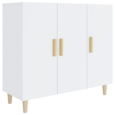 vidaXL Sideboard High Gloss White 35.4"x13.4"x31.5" Engineered Wood