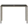 vidaXL Garden Table Grey Poly Rattan, Tempered Glass, Powder-Coated Steel