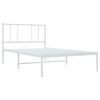 vidaXL Bed Frame White Powder-coated steel Twin Bed Frame Rectangular