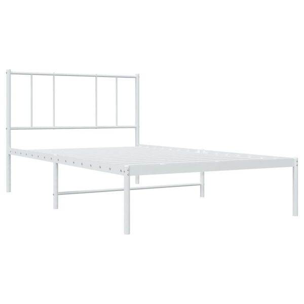 vidaXL Bed Frame White Powder-coated steel Twin Bed Frame Rectangular