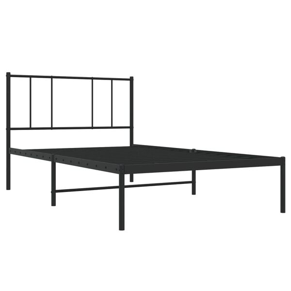 vidaXL Bed Frame Black Powder-coated steel Twin Bed Frame Rectangular