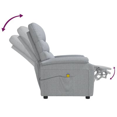 vidaXL Massage Recliner Light Gray Fabric