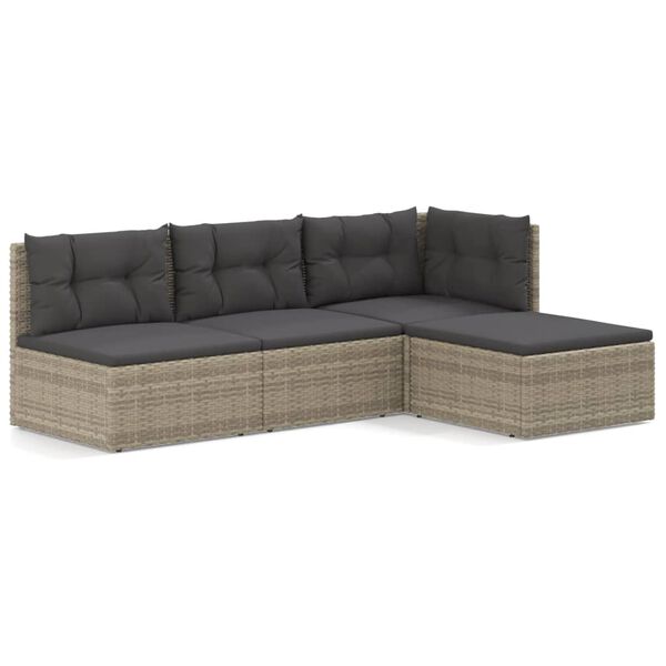 vidaXL Garden Lounge Set Grey PE rattan Medium Modular