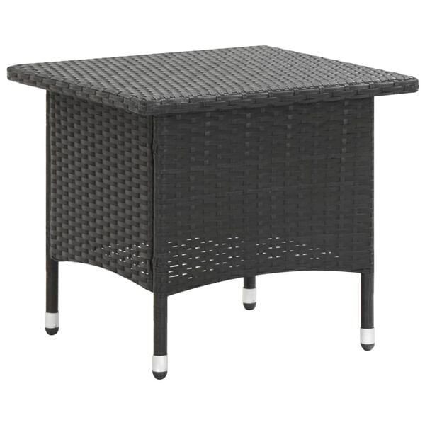 vidaXL Outdoor Table Black PE Rattan 19.7x19.7x18.5 in Durable