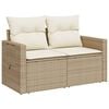 vidaXL Garden Sofa Beige PE Rattan, Powder-Coated Steel Medium Foldable