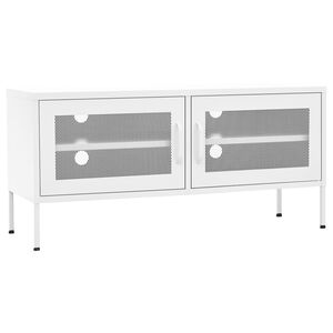 vidaXL TV Cabinet White Steel Medium Levelers TV Cabinet Rectangular