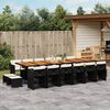 vidaXL Garden Dining Set Black Poly Rattan 16-Seater Foldable
