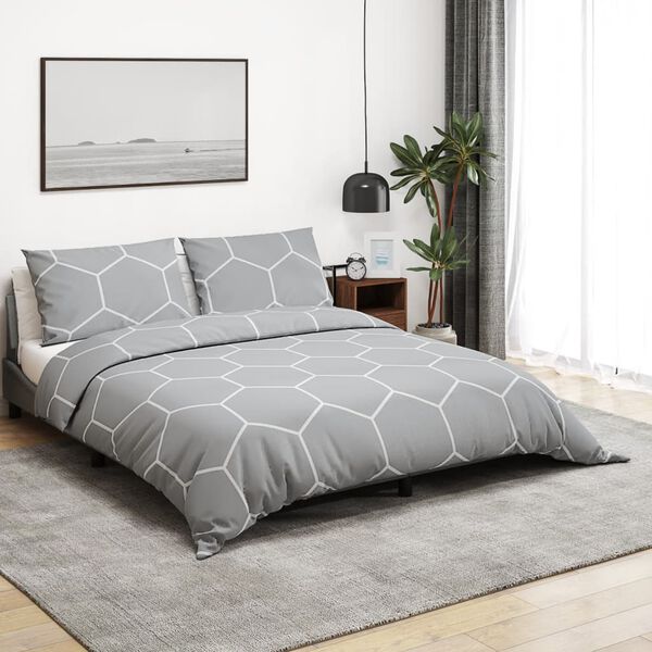 vidaXL Duvet Cover Set Set of 2 Grey 100% Cotton 94.5 x 86.6 in