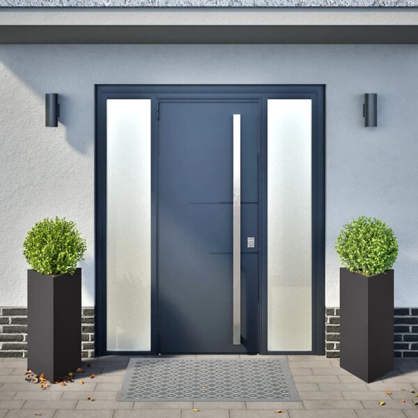 vidaXL Garden Planter Set of 2 Black Steel Medium Durable