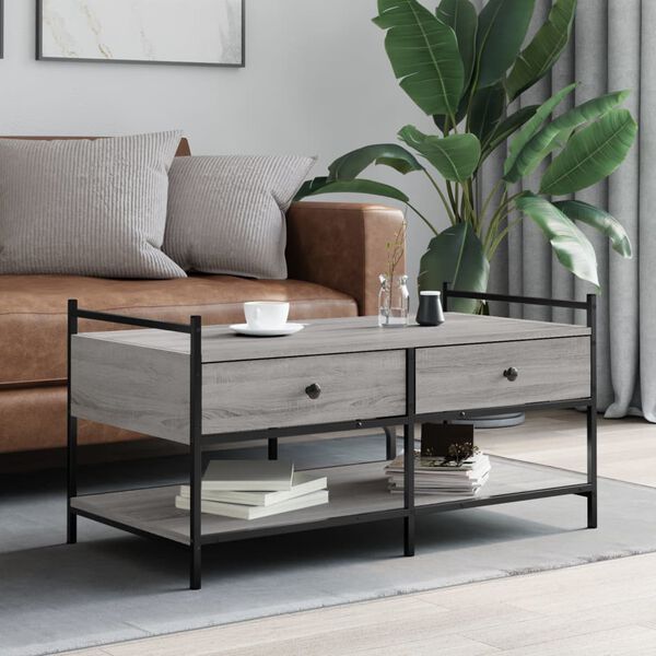vidaXL Coffee Table Grey Sonoma Engineered wood, metal Medium