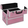 vidaXL Make-up Case 14.6x9.4x13.8" Pink Aluminium