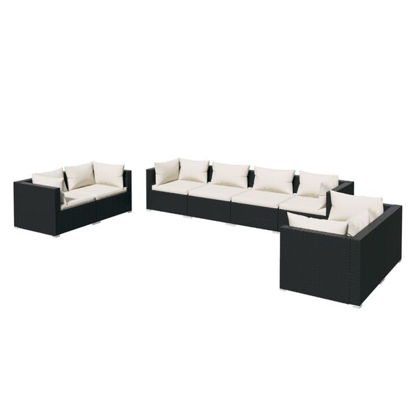 vidaXL Garden Lounge Set Black, Cream