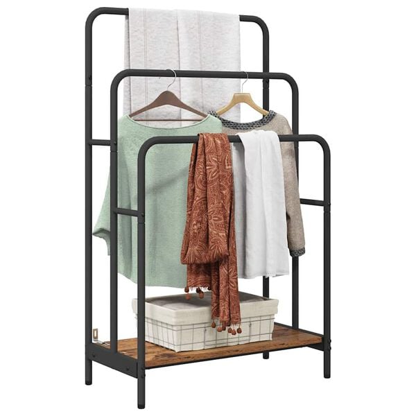 vidaXL Cloth Rack Old Wood 23.62 x 11.81 x 39.57 in Engineered wood