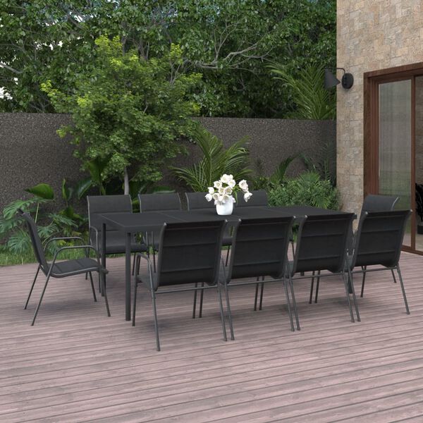 vidaXL 11 Piece Patio Dining Set Steel
